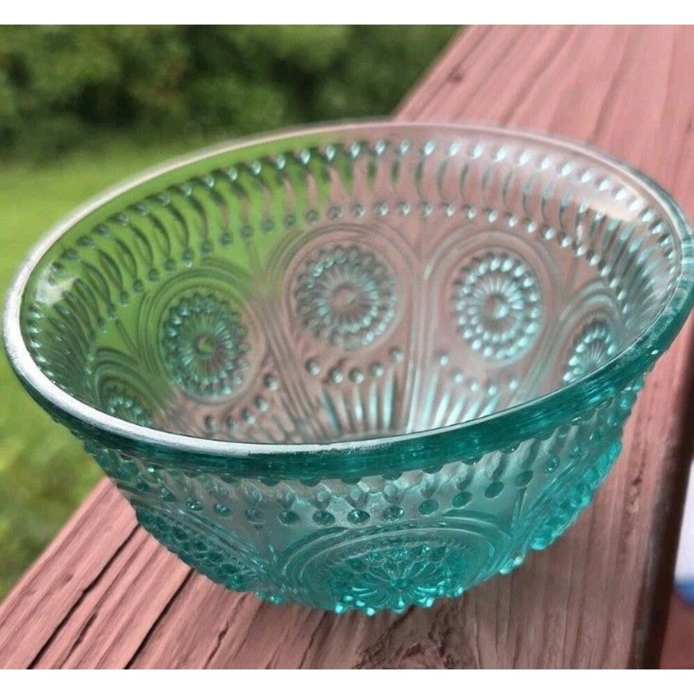 Pioneer Woman Adeline Teal Green Glass Bowl 5"